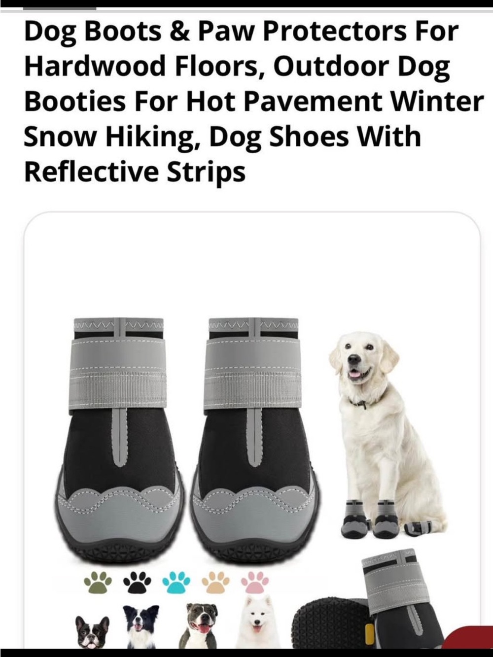 Gray Dog Boots with Reflective Straps - Brand
